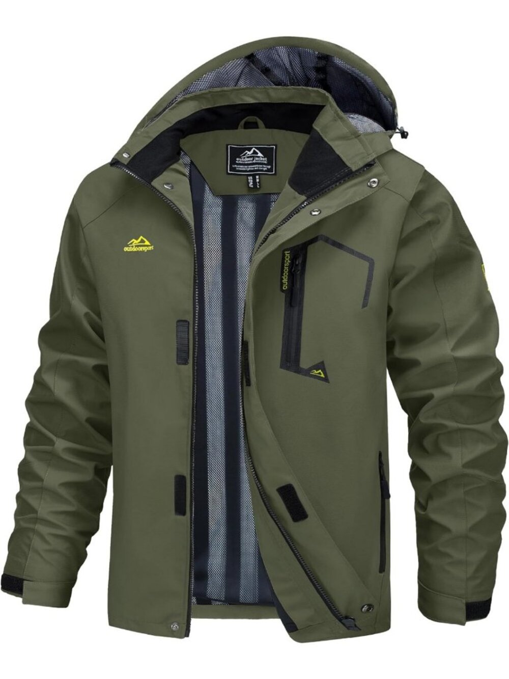 Lightweight Windbreaker Rain Jacket with Detachable Hood for Hiking & Fishing